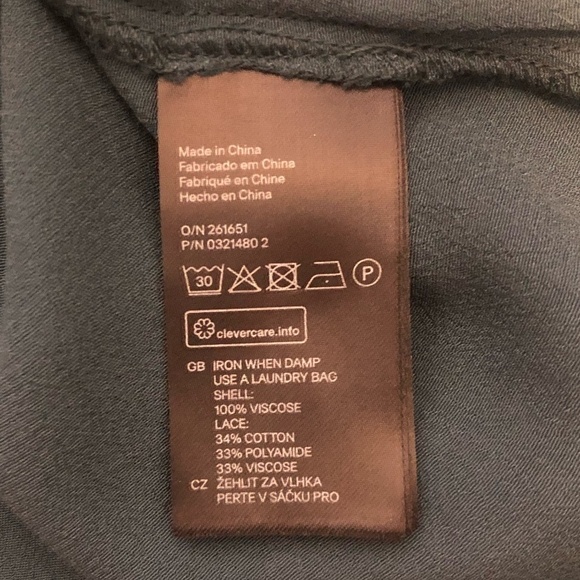 H&M Dress Women's Size 4 Green Long Sleeve Lace Shoulder Top NWT Stretchy - Picture 7 of 9